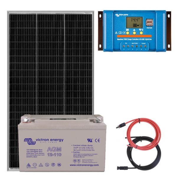 Panel słoneczny 180W i akumulator żelowy 110Ah z regulatorem LCD
