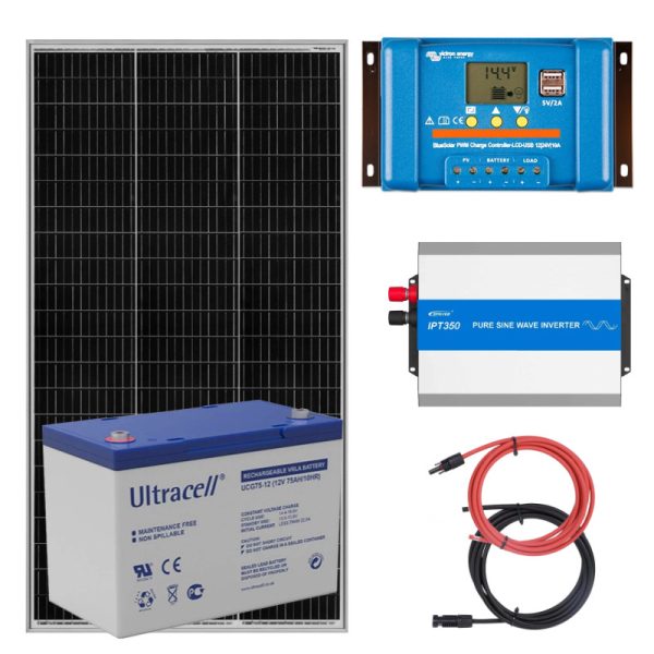 Elektrownia słoneczna 180W z akumulatorem - zasilanie 230V moc 350W