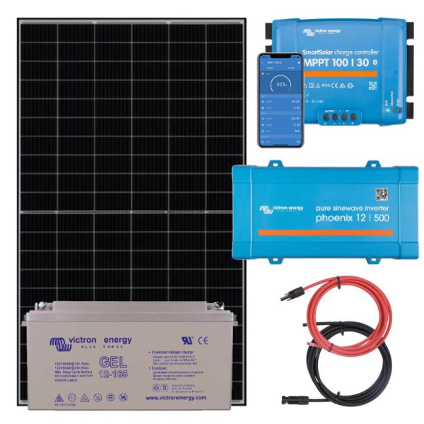 Elektrownia słoneczna 435Wp z akumulatorem - zasilanie 230V moc 400W + MPPT