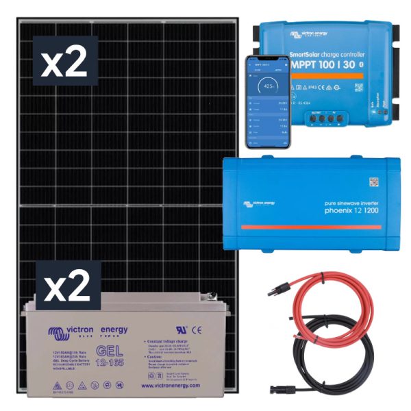 Elektrownia słoneczna 870Wp z akumulatorem - zasilanie 230V moc 1000W + MPPT