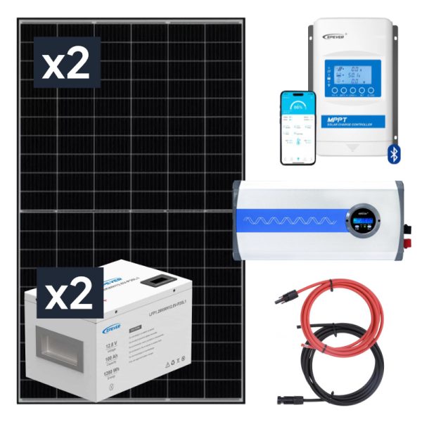 ELEKTROWNIA SŁONECZNA 870WP Z AKUMULATOREM - ZASILANIE 230V MOC 2000W + MPPT