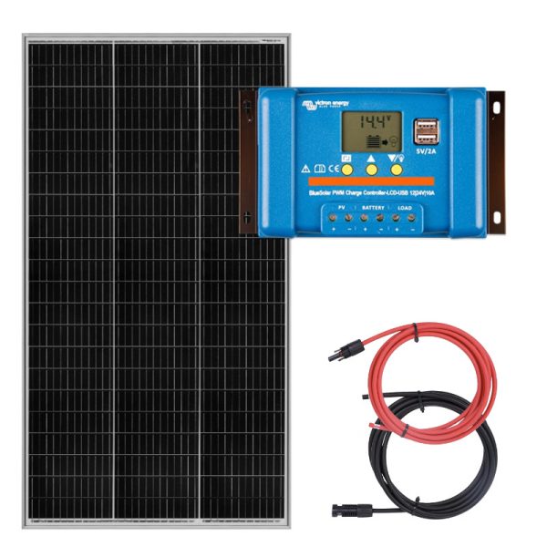Zestaw do kampera panel sztywny 180W, regulator ładowania 10A