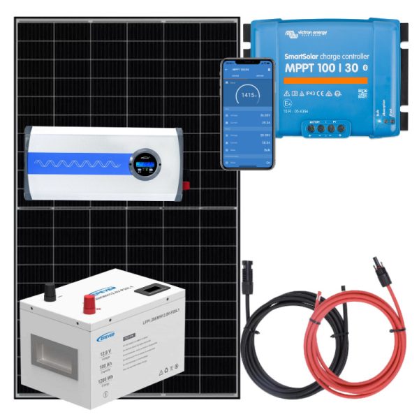 Zestaw PV 435W, akumulator LiFePO4 100Ah, regulator MPPT i przetwornica