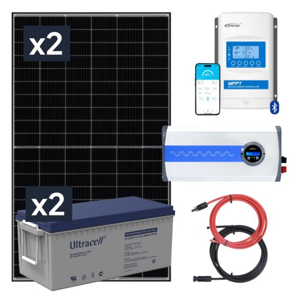 Elektrownia słoneczna 870W z akumulatorem - zasilanie 230V moc 3000W + MPPT