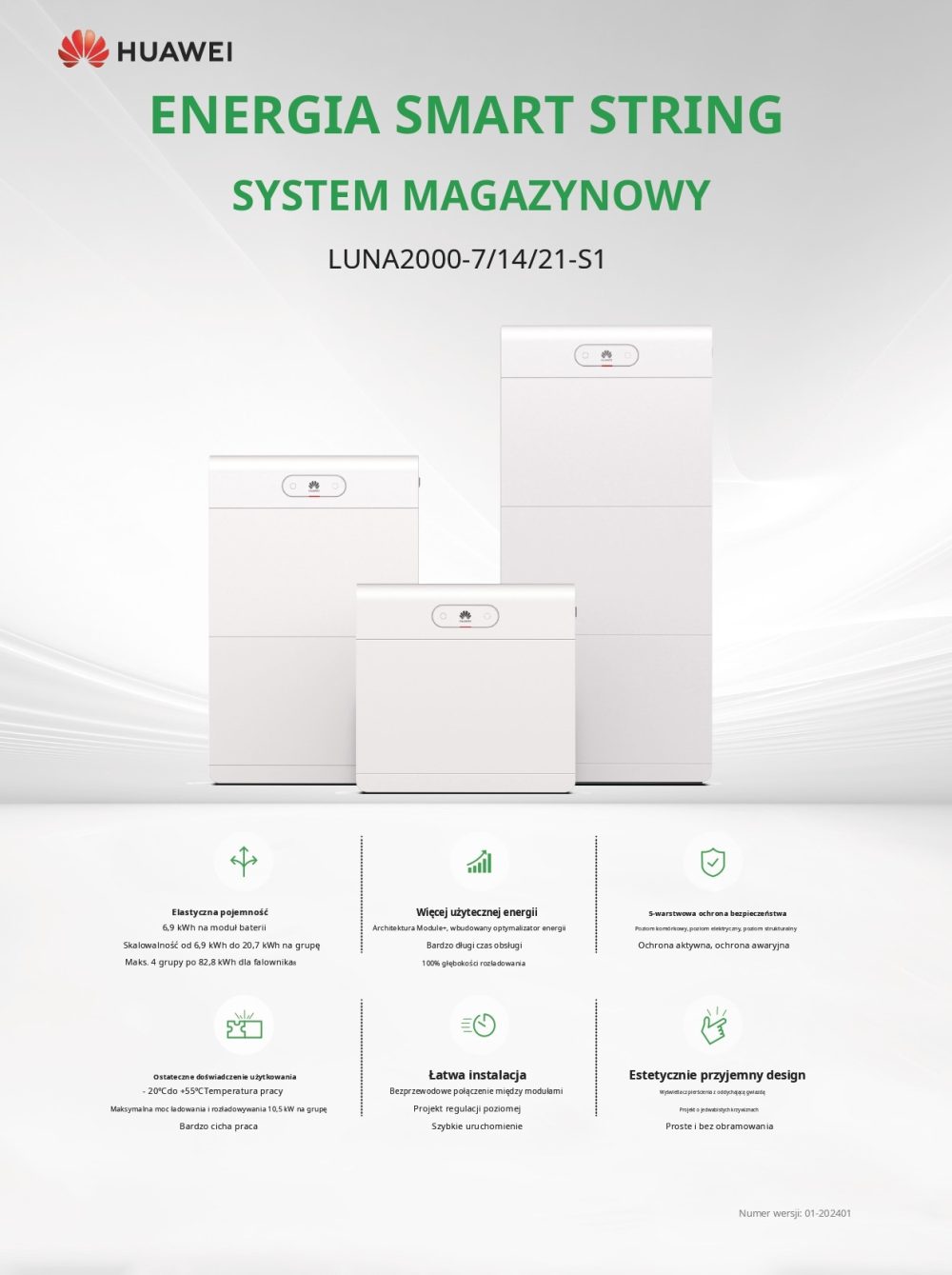 HUAWEI Magazyn energii LUNA2000-7-S1 7kWH (LUNA2000-7-E1 + LUNA2000-10KW-C1) - obrazek 2